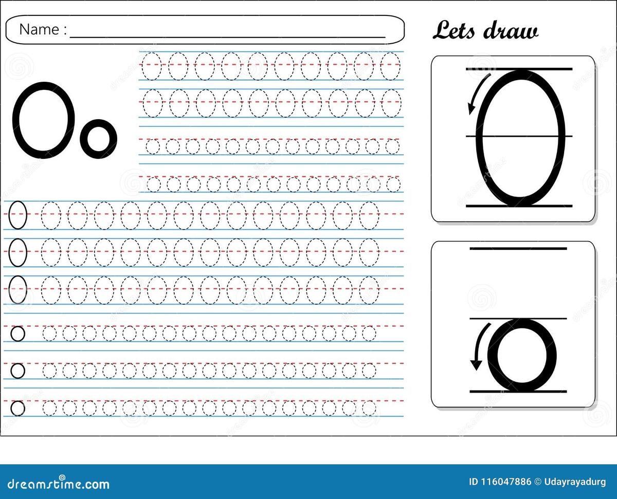 Tracing Worksheet Oo Stock Vector Illustration Of Learn 116047886