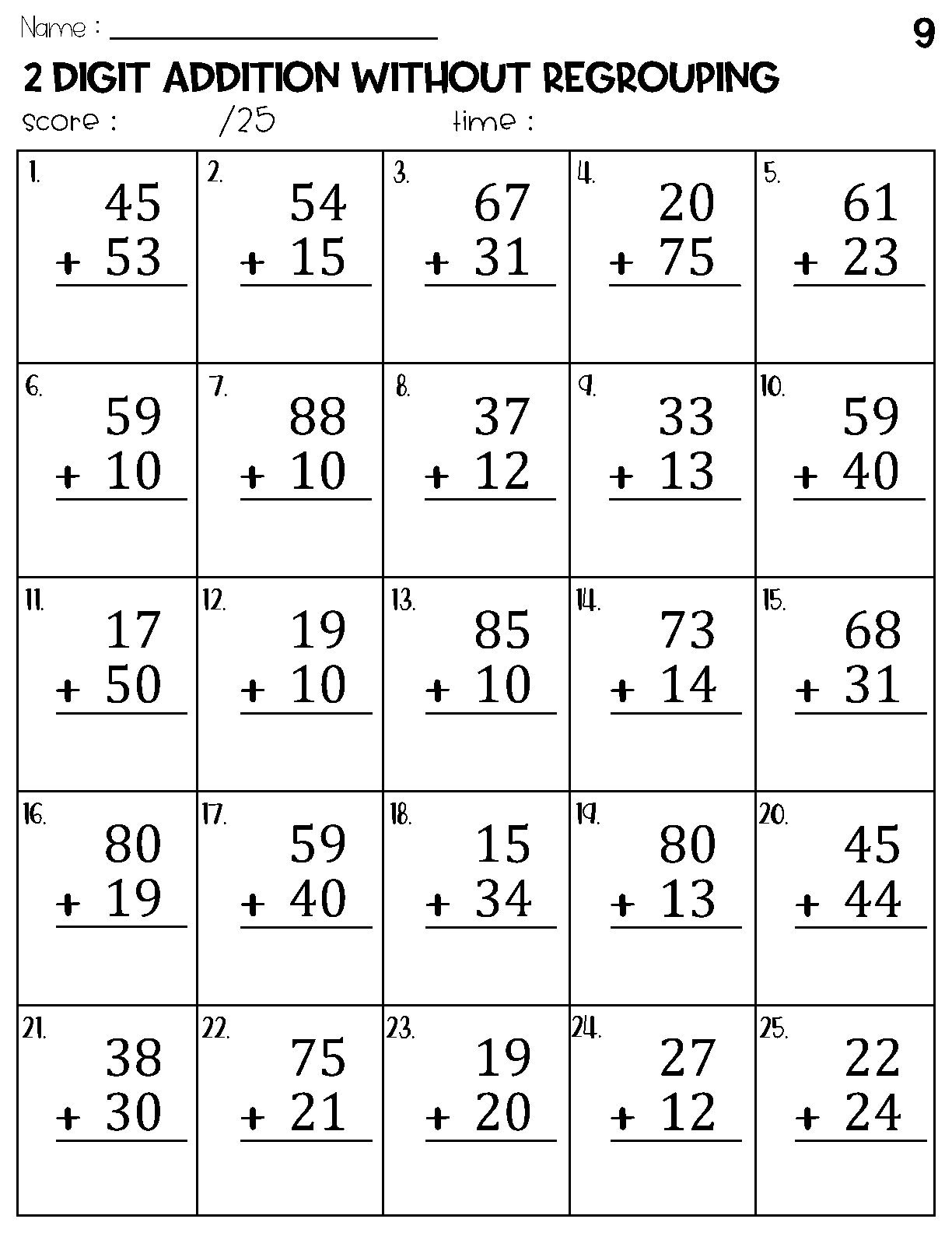 Two Digit Addition Without Regrouping Worksheets Etsy Adding 2 Digit Numbers Without Regrouping 20 Questions Worksheet PDF Printable Addition Worksheets Cazoom Math