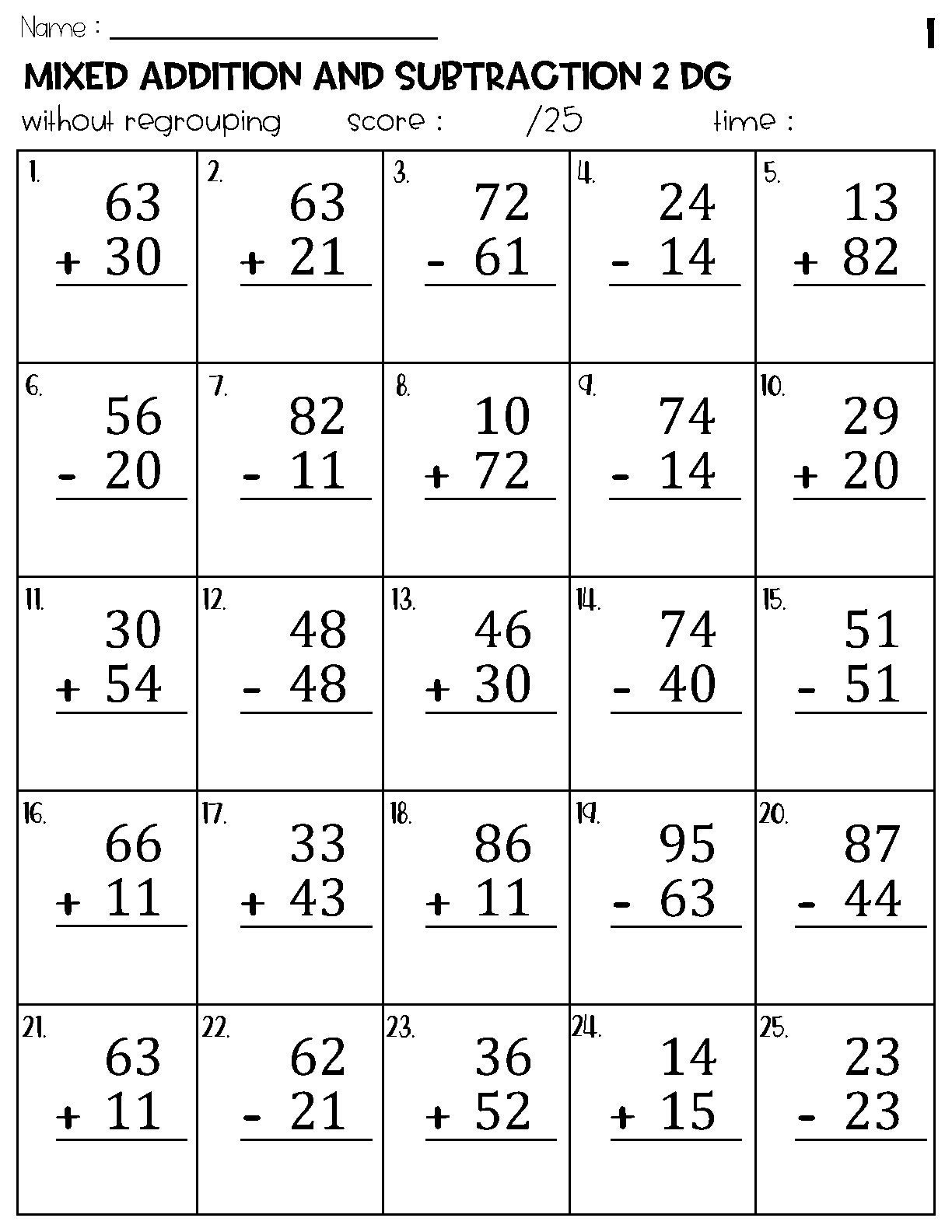 Two Digit Mixed Addition And Subtraction Without Regrouping Worksheets Etsy Two Digit Mixed Addition And Subtraction Without Regrouping Worksheets Etsy