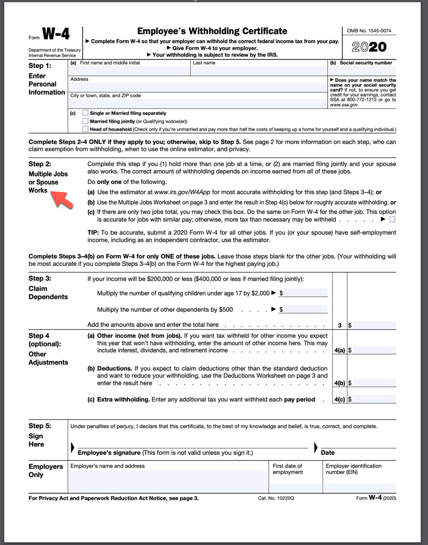 United States What Does Spouse Works Mean In W 4 Form Personal Finance Money Stack Exchange