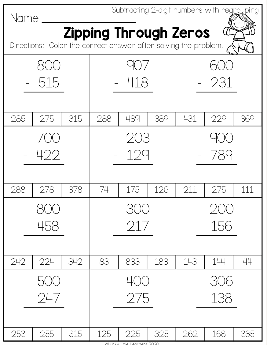Using 2nd Grade Math Worksheets To Teach 3 Digit Subtraction With Worksheets Library