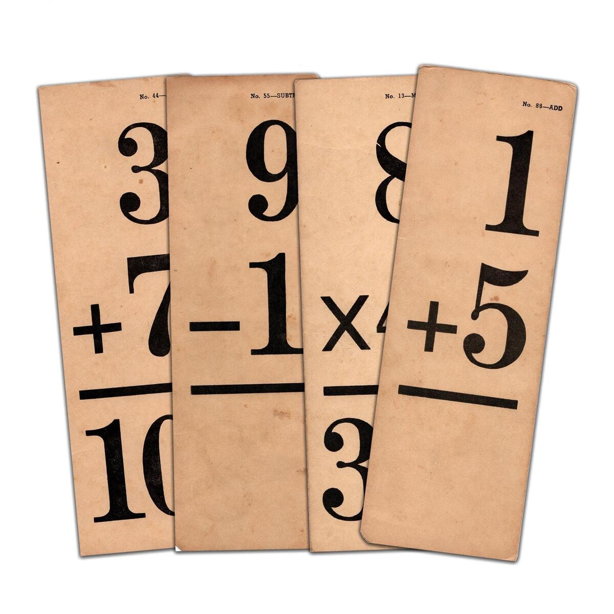 Vintage Math Flashcards 3x9 Digital Download For Collage Scrapbooking Etsy