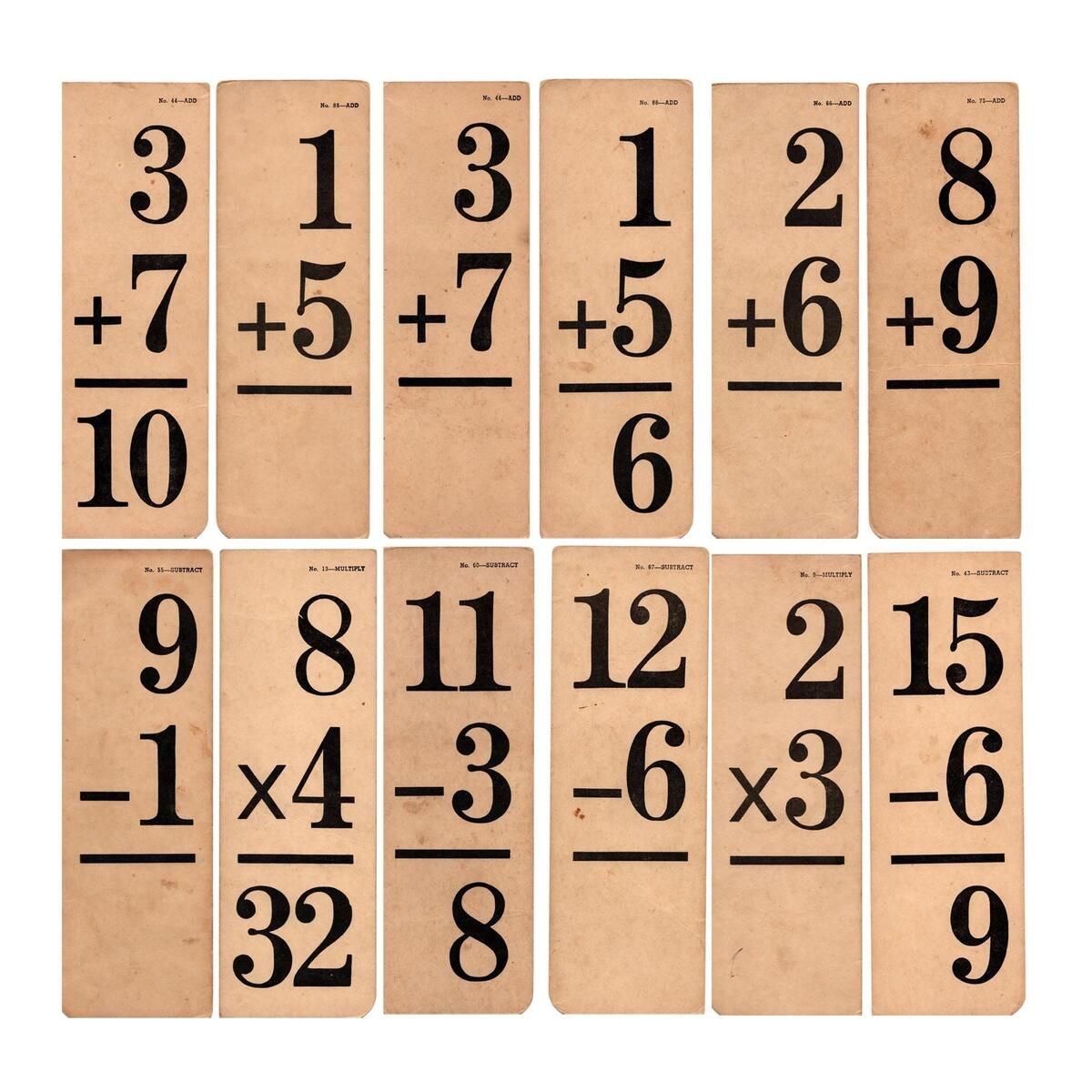 Vintage Math Flashcards 3x9 Digital Download For Collage Scrapbooking Etsy