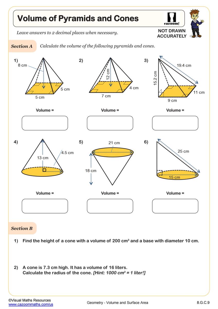 Volume Word Problems Worksheet PDF Printable Geometry Worksheet Cazoom Math