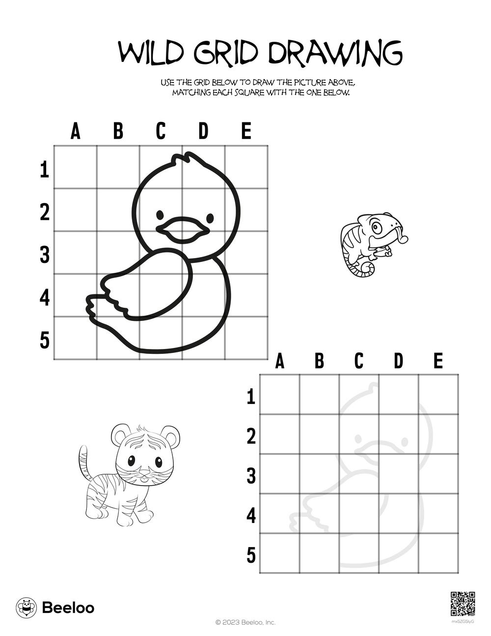 Wild Grid Drawing Beeloo Printable Crafts And Activities For Kids