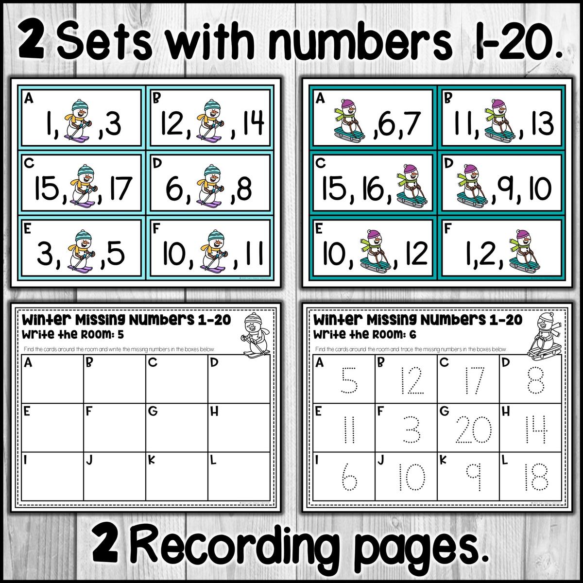 Winter Missing Numbers 1 To 20 Write The Room Math Center Made By Teachers Winter Snowman Missing Numbers Winter Themed Missing Numbers Counting Activity Made By Teachers