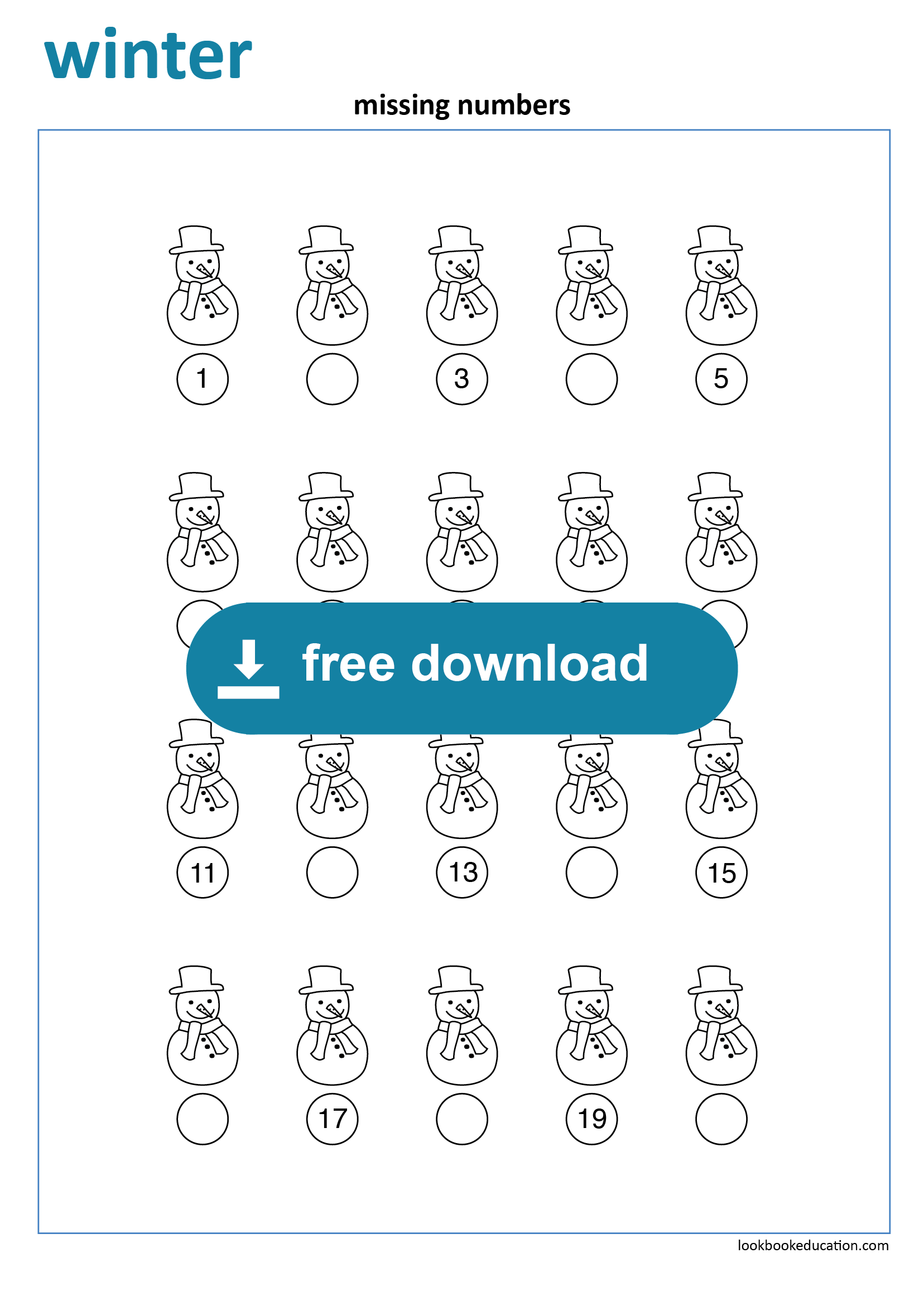 Worksheet Missing Numbers Winter LookbookEducation Worksheet Missing Numbers Winter LookbookEducation