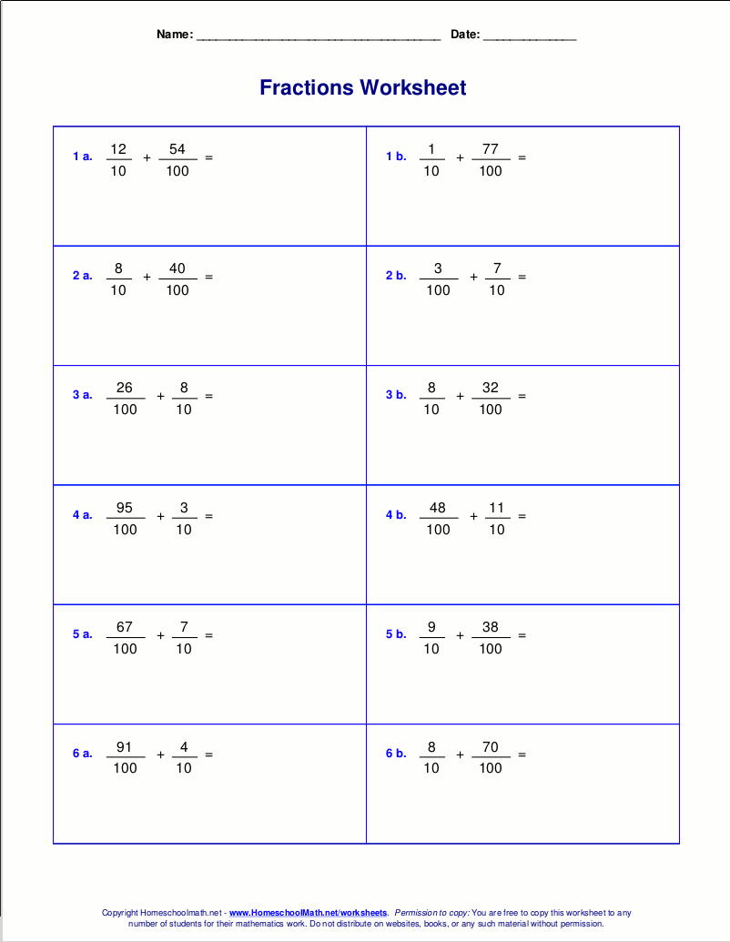 Worksheets For Fraction Addition Worksheets For Fraction Addition