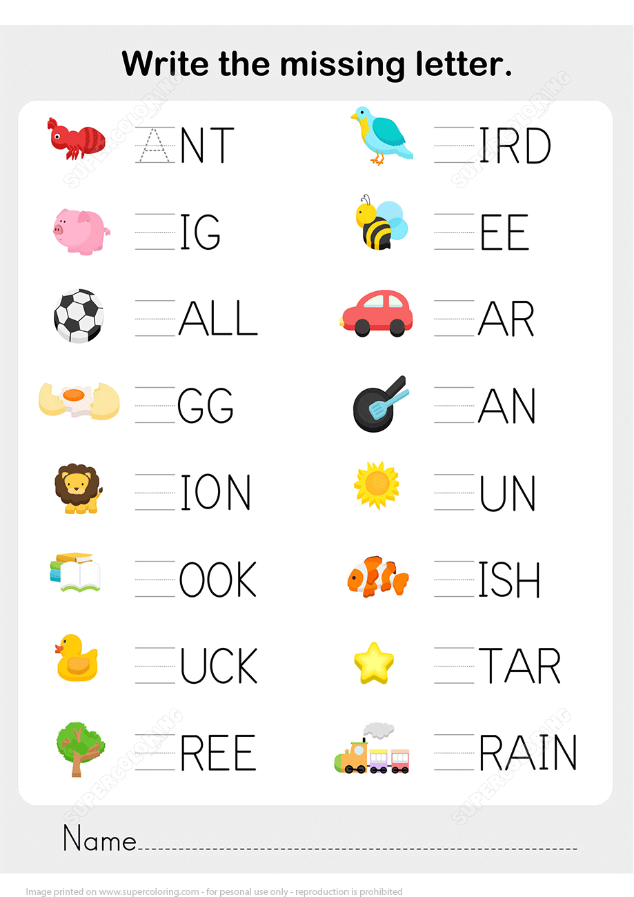 Write The Missing Letter In Words Worksheet Copy Free Printable Worksheets Write The Missing Letter In Words Worksheet Copy Free Printable Worksheets