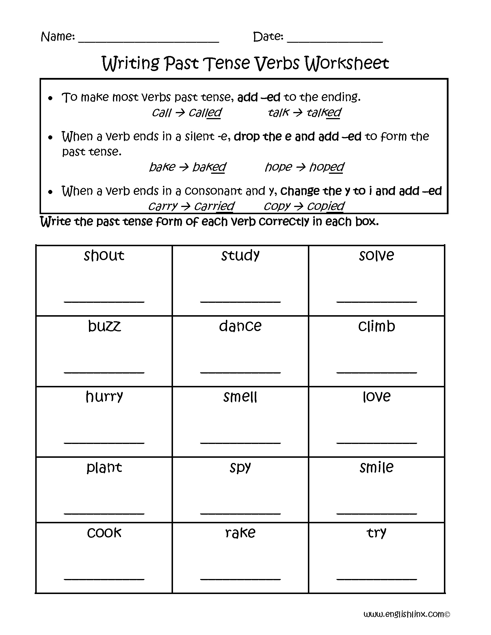 Verb Tense Worksheets Examples Definition For Kids