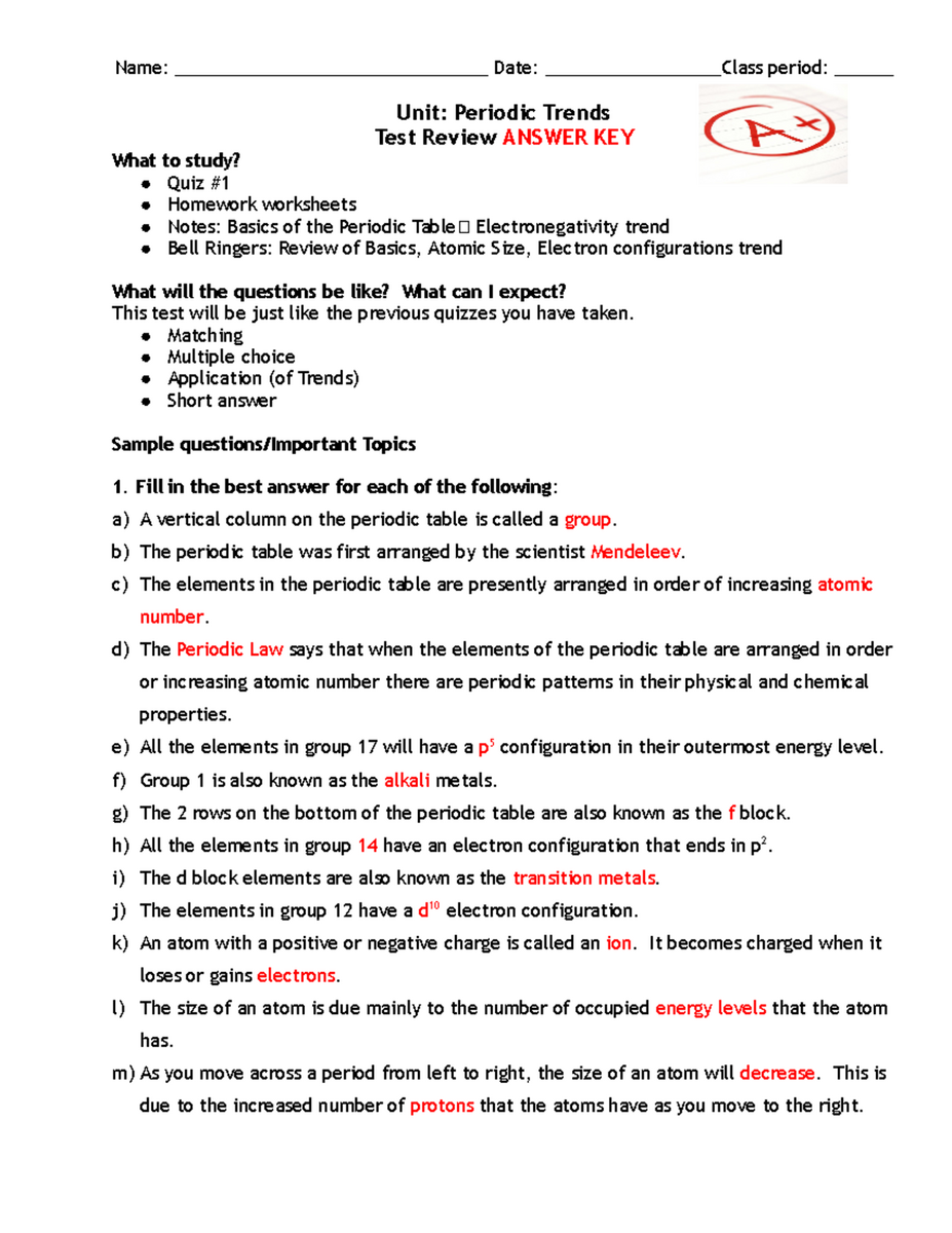 WS5 Periodic Trends Test Review Answer Key And Study Tips Studocu WS5 Periodic Trends Test Review Answer Key And Study Tips Studocu