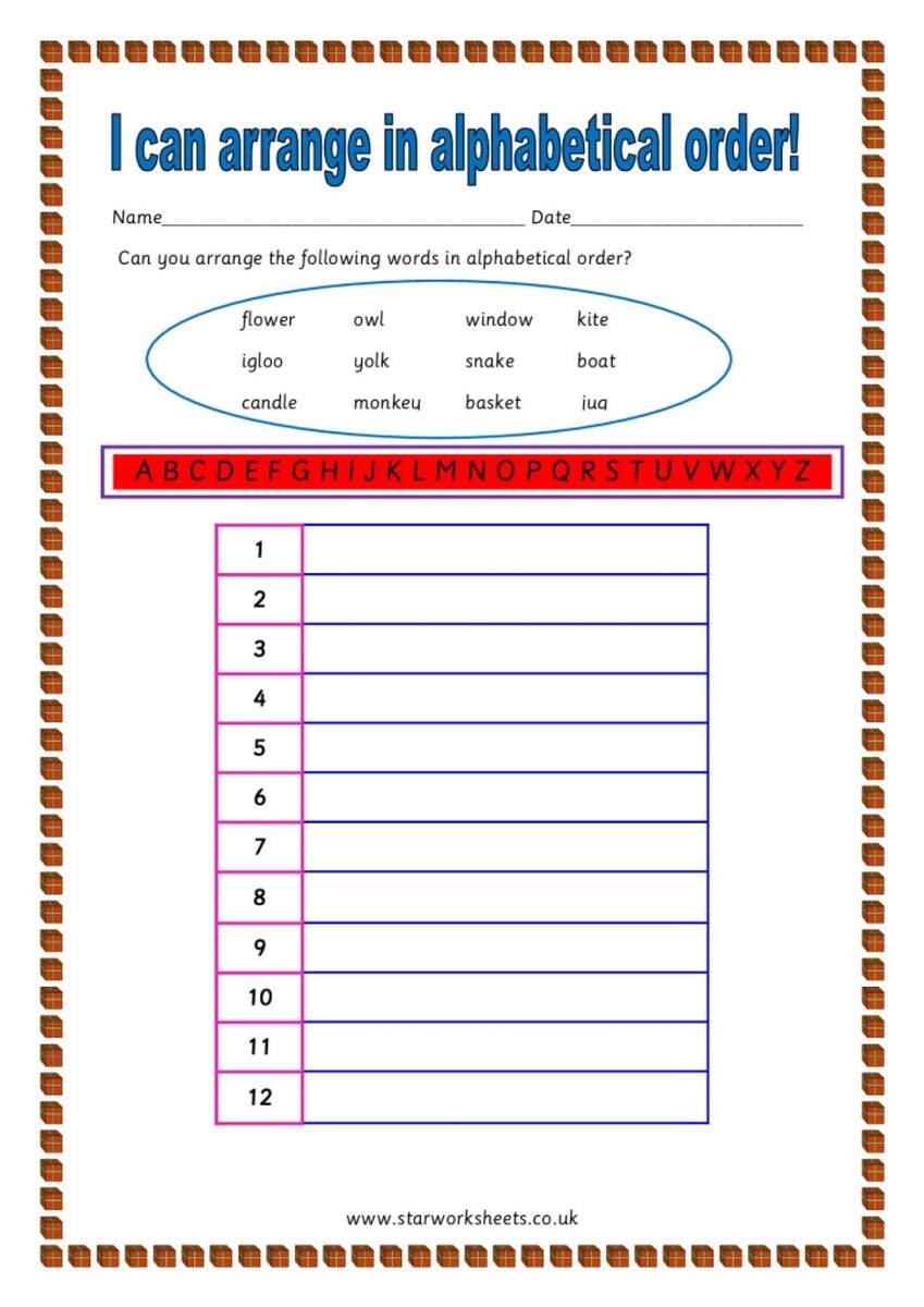 Year1 Alphabetical Order Practice Star Worksheets Alphabetical Order Worksheets Worksheets Library
